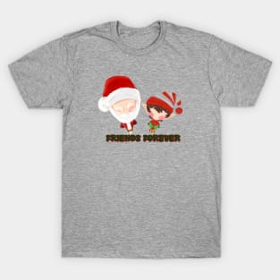 Elf and Santa Claus friends forever T-Shirt